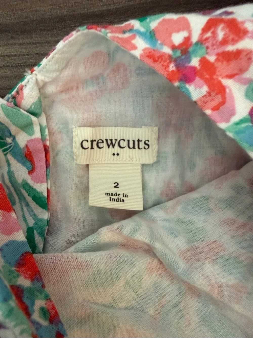 Crewcuts Floral Ruffle Sleeve Dress - Pink & Green Size 2
